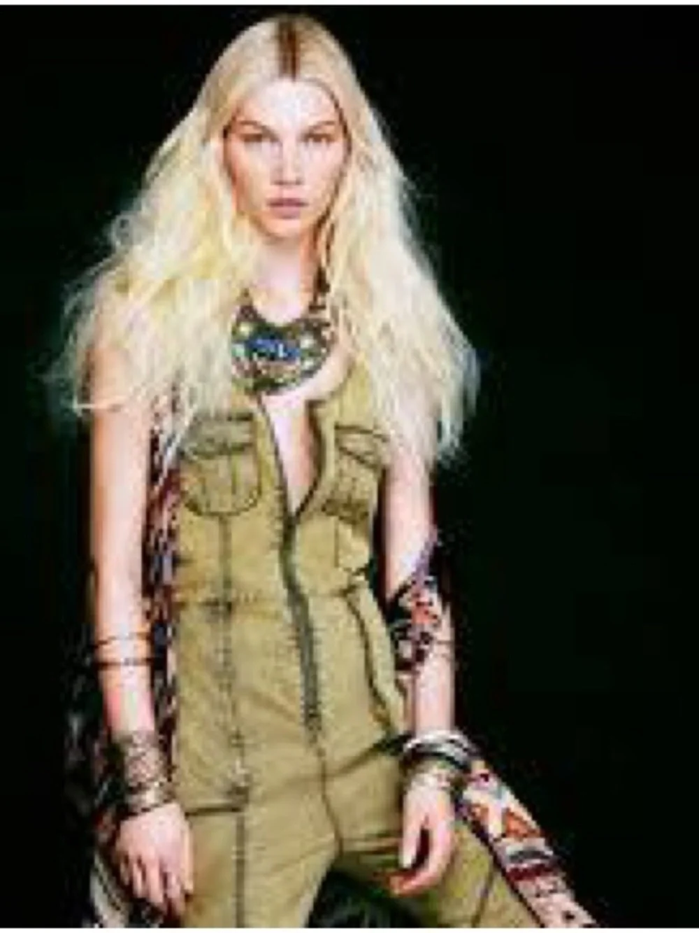Free People 2013 Tencel Utility Ginger Jumpsuit Backless Zip Front Olive Green